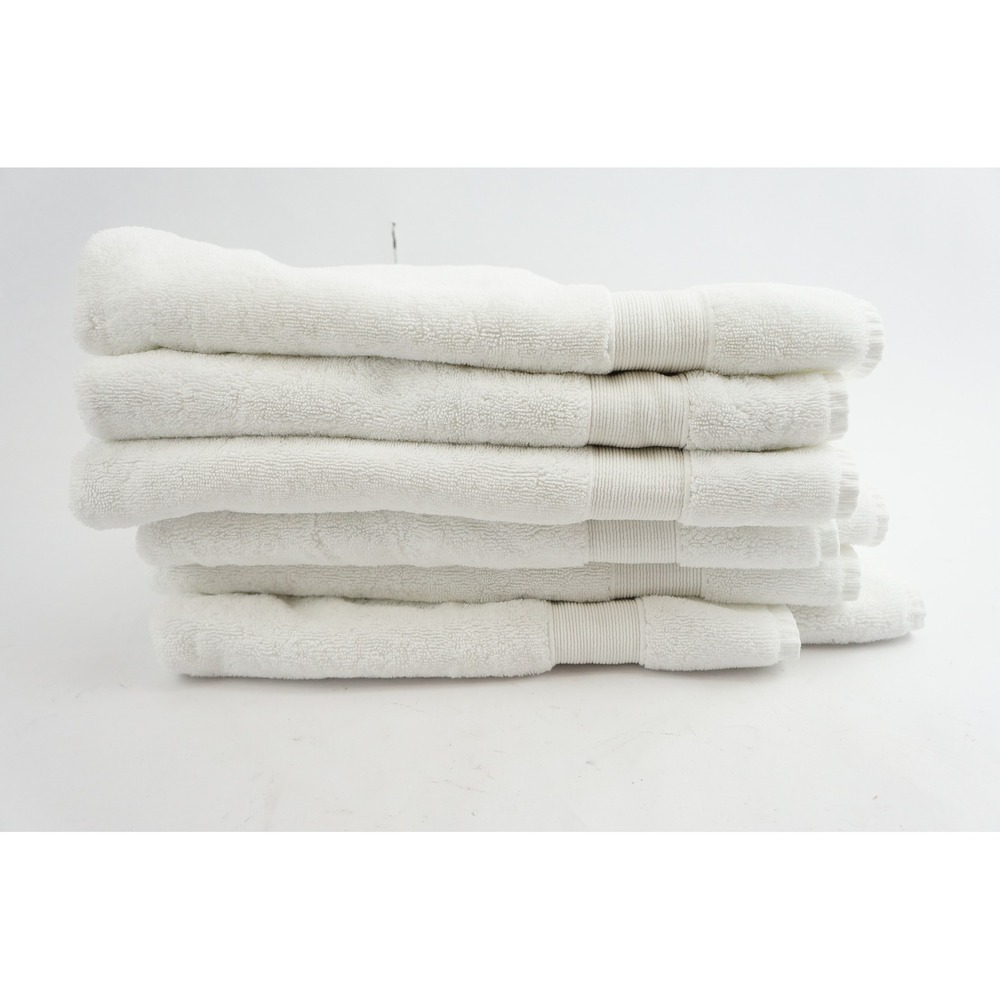 Pottery Barn Bath Towels 6pc White 100% Organic Cotton Ribbed Turkey VGC